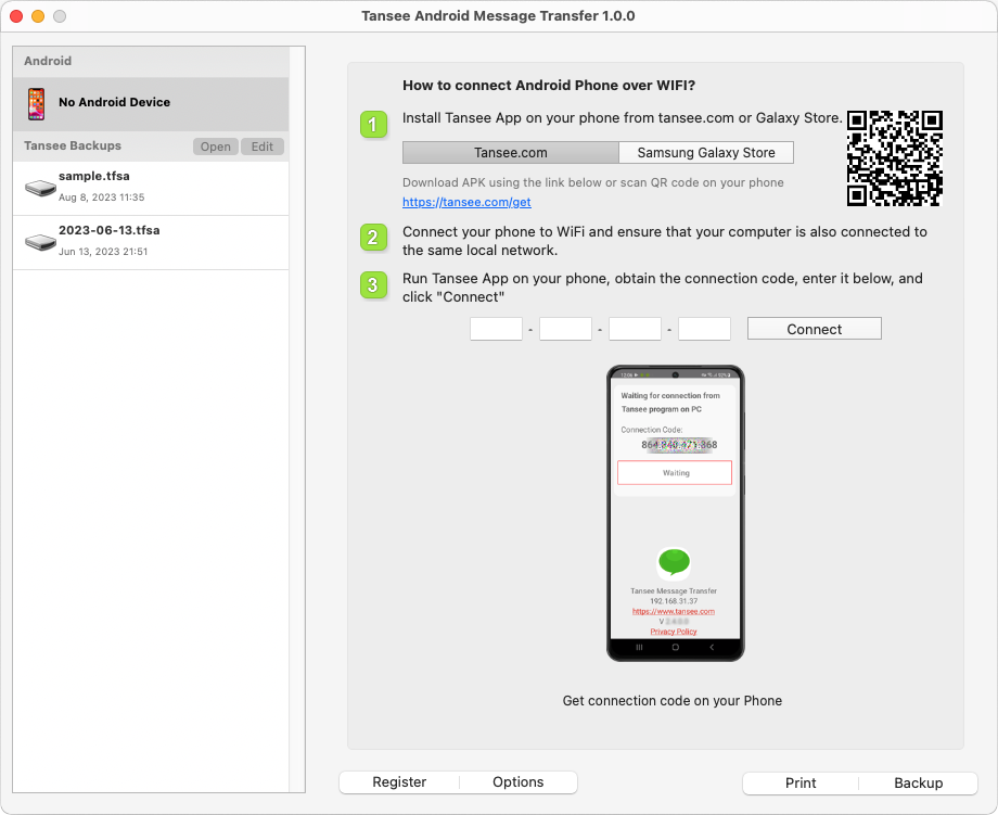 開ける  Tansee Android Message Transfer for Mac