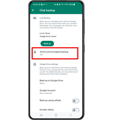 ステップ5: 戻って「エンドツーエンド暗号化バックアップ」をタップします。